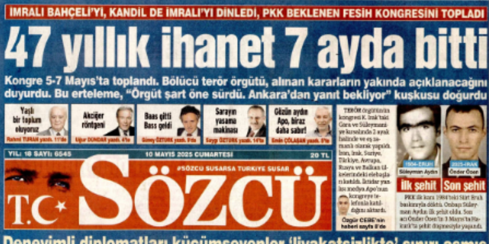 PKK’NIN FESİH KARARI GAZETE MANŞETLERİNE BÖYLE YANSIDI